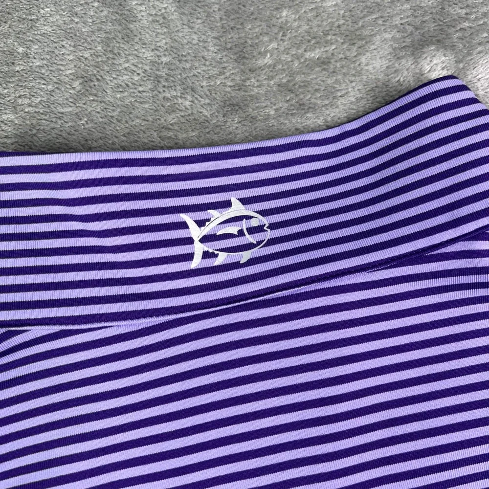 Southern Tide TCU Horned Frogs 1/4 Zip Pullover Men L Purple Striped Performance